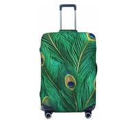 Xcyswbz Green Peacock Feather Travel Luggage Cover, Washable Suitcase Covers,Elastic Baggage Protective Anti-Scratch