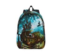 Xcyswbz Halloween Pumpkin Graveyard Canvas Backpack Lightweight Travel Daypack Laptop Backpack College Student Rucksack For Men Women