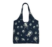 Xcyswbz Jellyfish Pattern Single-Shoulder Canvas Bag,Large Capacity Reusable Grocery Shopping Bag,Women'S Handbag Tote Travel