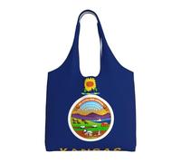 Xcyswbz Kansas State Flag Single-Shoulder Canvas Bag,Large Capacity Reusable Grocery Shopping Bag,Women'S Handbag Tote Travel