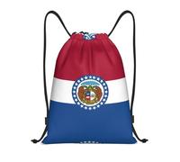 Xcyswbz Missouri State Flag Drawstring Backpack Sports Gym Bag,Lightweight Sackpack For Shopping Yoga Swimming Beach Travel