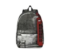 Xcyswbz Phone Booth In London Streets Canvas Backpack Lightweight Travel Daypack Laptop Backpack College Student Rucksack For Men Women