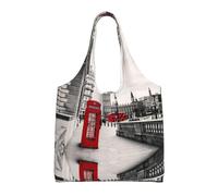 Xcyswbz Red Phone Booth London Street Single-Shoulder Canvas Bag,Large Capacity Reusable Grocery Shopping Bag,Women'S Handbag Tote Travel