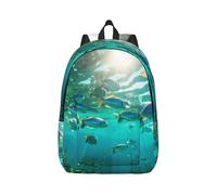 Xcyswbz Seabed Underwater Fish Canvas Backpack Lightweight Travel Daypack Laptop Backpack College Student Rucksack For Men Women