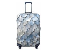 Xcyswbz Silver Fish Scale Travel Luggage Cover, Washable Suitcase Covers,Elastic Baggage Protective Anti-Scratch