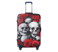 Xcyswbz Skull and Red Rose Travel Luggage Cover, Washable Suitcase Covers,Elastic Baggage Protective Anti-Scratch