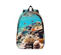 Xcyswbz Underwater Ocean View Canvas Backpack Lightweight Travel Daypack Laptop Backpack College Student Rucksack For Men Women