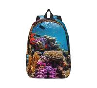 Xcyswbz Underwater Ocean View Canvas Backpack Lightweight Travel Daypack Laptop Backpack College Student Rucksack For Men Women
