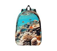 Xcyswbz Underwater Ocean View Canvas Backpack Lightweight Travel Daypack Laptop Backpack College Student Rucksack For Men Women