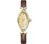 XCZAP Elegant Retro Oval Leather Women's Watch - Exquisite Mother of Pearl dial, Waterproof Quartz Movement Watch, Exquisite Diamond Decoration (Coffee Gold)