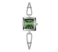 XCZAP Elegant Women's Square Light Luxury Retro Bracelet Watch -Alloy Silver Pointer Style Ladies' Watch (Silver Green)
