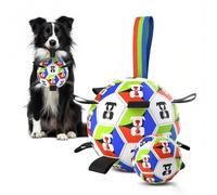XCZAP FIFA World Cup Pet Dog Soccer Toy - Durable TPU Interactive Football with Handles, for Small, Medium & Large Dogs, Human-Dog Bonding Chew & Play Ball (White, 7.1in)