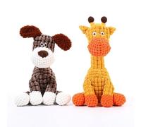 XCZAP Indestructible Plush Dog Toy for Aggressive Chewers, 2pcs Set: Robust Squeaky Chew & Teething Toy for Small, Medium, Large Dogs, Interactive Fun for Puppies & Adult Dogs (Dog+Giraffe)