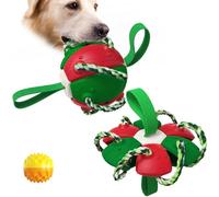 XCZAP Interactive Collapsible Saucer Ball Dog Toy, Magic Popping Flying Saucer with Straps & Tags, Portable Multifunctional Outdoor Training Toy for Medium, Large Dogs (Red+Green)