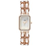 XCZAP Ladies Fashion Square Bracelet Watch Chain Braided Strap Elegant Dress Watches Vintage Simple Pointer Quartz Waterproof Ladies Wristwatch (Rose White)