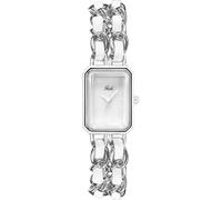 XCZAP Ladies Fashion Square Bracelet Watch Chain Braided Strap Elegant Dress Watches Vintage Simple Pointer Quartz Waterproof Ladies Wristwatch (Silver White)