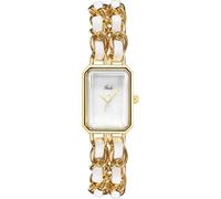 XCZAP Ladies Fashion Square Bracelet Watch Chain Braided Strap Elegant Dress Watches Vintage Simple Pointer Quartz Waterproof Ladies Wristwatch (Gold White)