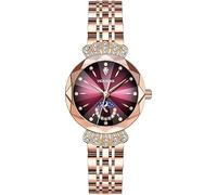 XCZAP Luxury Women's Diamond Moon Phase Wristwatch - Waterproof Stainless Steel Quartz Analog Dress Watch, Elegant Jewelry Style for Ladies (Purple)