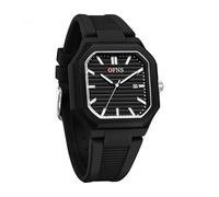 XCZAP Men's and Women's Lightweight Waterproof Luminous Watch with Square Studs and a Single Calendar Watch (Black)