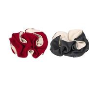 XCZAP Vintage Color-Blocked Wide Edge Fabric Headband, Tied Low Ponytail & Half-Up Hairstyle Hair Accessory (Red+Black)
