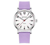 XCZAP Waterproof Nurse Watch for Students Doctors Women Men,Analog Watches with Luminous Dial and Japanese Quartz Movement,Easy to Read Military Time Watch with Second Hand, Silicone Band (Purple)