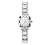 XCZAP Women's Zirconia Bracelet Women's Watch Light Luxury Niche Crushed Ice Ice Fashion Ladies Square Sugar Quartz Watch (Silver White)