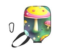 xczcnbg Colorful Dream Mushroom Print Soft Pickleball Paddle Covers,Neoprene Universal Zippered Racket Sleev Storage Bag 8.7x11.6 in
