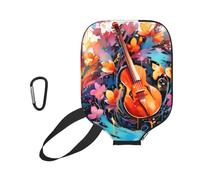 xczcnbg Colorful Note Guitar Print Soft Pickleball Paddle Covers,Neoprene Universal Zippered Racket Sleev Storage Bag 8.7x11.6 in