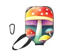 xczcnbg Cute Colored Mushrooms Print Soft Pickleball Paddle Covers,Neoprene Universal Zippered Racket Sleev Storage Bag 8.7x11.6 in