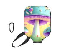 xczcnbg Fantasy Mushroom Print Soft Pickleball Paddle Covers,Neoprene Universal Zippered Racket Sleev Storage Bag 8.7x11.6 in