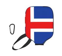 xczcnbg Flag of Iceland Print Soft Pickleball Paddle Covers,Neoprene Universal Zippered Racket Sleev Storage Bag 8.7x11.6 in