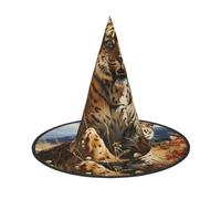 xczcnbg Leopard in search of prey Print Witch Wizard Hat, 2 PCS Adult Pointed Halloween Parties Hat