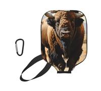 xczcnbg North American Bison Herd Print Soft Pickleball Paddle Covers,Neoprene Universal Zippered Racket Sleev Storage Bag 8.7x11.6 in