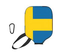 xczcnbg Swedish Flag Print Soft Pickleball Paddle Covers,Neoprene Universal Zippered Racket Sleev Storage Bag 8.7x11.6 in