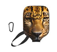 xczcnbg The deep-Eyed Leopard Print Soft Pickleball Paddle Covers,Neoprene Universal Zippered Racket Sleev Storage Bag 8.7x11.6 in