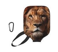 xczcnbg The Lion's Gaze Print Soft Pickleball Paddle Covers,Neoprene Universal Zippered Racket Sleev Storage Bag 8.7x11.6 in