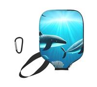xczcnbg Whales Under the sea Print Soft Pickleball Paddle Covers,Neoprene Universal Zippered Racket Sleev Storage Bag 8.7x11.6 in