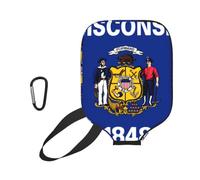 xczcnbg Wisconsin State Flag Print Soft Pickleball Paddle Covers,Neoprene Universal Zippered Racket Sleev Storage Bag 8.7x11.6 in