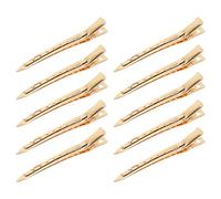 XCZYN 10pcs Duck Bill Hair Clips, 3.5inch Metal Alligator Curl Hair Pins with Holes for Salon Hair Styling Coloring Thick Hair Sectioning Bows DIY Barrette Accessories (10 Pcs, Gold)