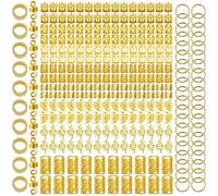 XCZYN 290 Pcs Gold Silver Hair Jewelry for Braids Dreadlocks Hair Extensions Decorations Adjustable Braiding Charms Accessories Metal Loc Cuffs Rings Clips Set for Women Girls (Gold, 290 Pcs)