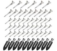 XCZYN 45 Pcs Curl Clips with 10 Pcs Black No Bend Hair Clips Set, No Crease Flat & Pin Curl Clips 1.75 Inch Silver Single Prong Section Clips Metal Alligator Hair Pins for Hair Extensions (55 Pcs)