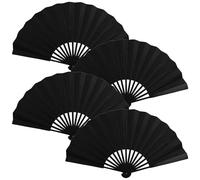 XDANWNG 4 PCS Hand Fan Folding Black Fabric Hand Fan Plastic Chinese Spanish Handheld Fans for Kung Fu Tai Chi Fan Dancing Party Wedding Gifts DIY Decoration Home Decorations
