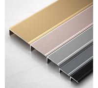 XDAPILMER Aluminium Stair Edge Protector, Metal Strip Threshold Strip, Self Adhesive Non-Slip Staircase Step, For Vinyl Tile/Wood Flooring/Marble, Inside Outside(Gold,90cm L 100mm*20mm)