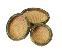 XDAWQP 3pcs/Set Imitation Bamboo Weaving Kitchen Vegetable Washing Household Basket, Round Dustpan Small Bamboo Basket, 3pcs/set