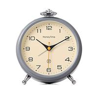 XDAWQP Alarm Clocks Analog Alarm Clock, 6 Inch Round Alarm Clock Non Ticking, Battery Operated, Super Silent Alarm Clock, Simple Stylish Design for Desk/Bedroom Digital Clock