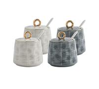 XDAWQP Condiment Jar Condiment Jars Light Luxury Seasoning Pot Ceramic Household Sugar Bowl Salt Bowl Kitchen Seasoning Pot Combination Set Salt MSG Seasoning Box Set,Khaki