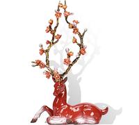 XDAWQP Decoration Statue - Porcelain Sika Deer Figures Reindeer Sculpture, Animal Figurines Ceramic Statues Elk Home Décor, 10 in Desktop Art Figure, Collectible Crafts Decorati,Red Medium