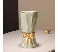 XDAWQP Large White Ceramic Bow Vase for Home Decor - 9.3 Inch Boho Style Flower Vase for Shelf/Table/Living Room Decoration,Green Large