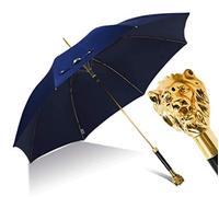 XDAWQP Windproof Travel Umbrella Gold And Silver Lion Head Shape Long Handle Gentleman British Sun Umbrella Creative Men Women Umbrella Stand up To Snow Storm，J
