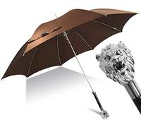 XDAWQP Windproof Travel Umbrella Gold And Silver Lion Head Shape Long Handle Gentleman British Sun Umbrella Creative Men Women Umbrella Stand up To Snow Storm，I